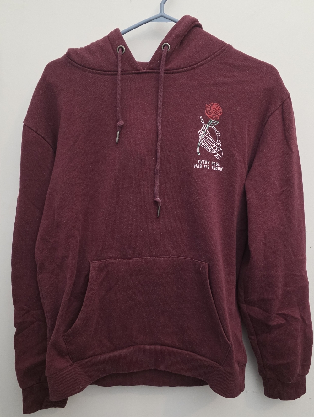 Arsenic Graphic Hoodie – Skeleton Hand & Rose – Burgundy – Streetwear
